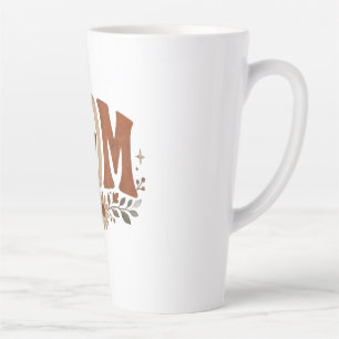 Caneca De Café Latte Amor Floral de Outono para Mãe Rústica