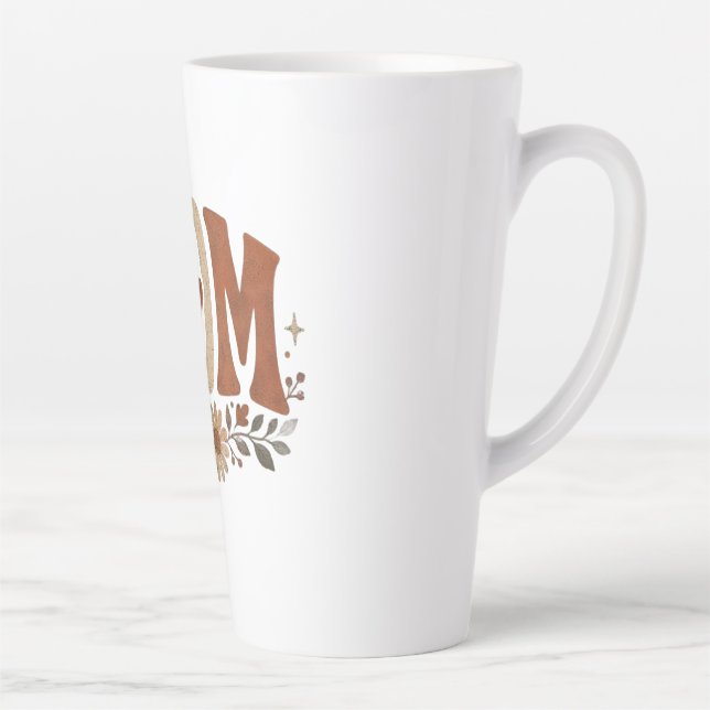 Caneca De Café Latte Amor Floral de Outono para Mãe Rústica (Direita)