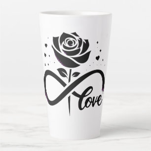 Caneca De Café Latte Amor Infinito Rosa Negra - Amor Romântico Eterno D