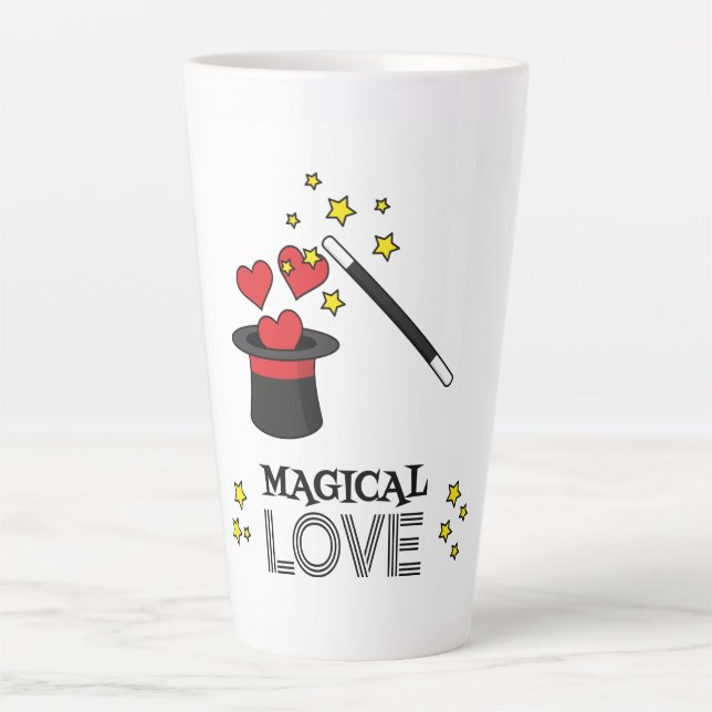 Caneca De Café Latte Amor Mágico - Preto (Frente)