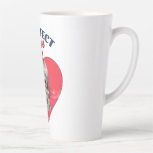 Caneca De Café Latte Amor Perfeito Ilustração de Coração de Menina Gata