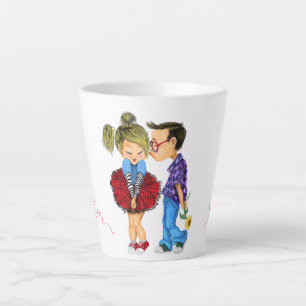 Caneca De Café Latte Amor Românico Casal - Beijo - Eu Te Amo Para Sempr