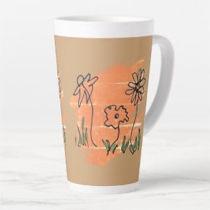 Caneca De Café Latte Amostra de Pintura de Três Flores