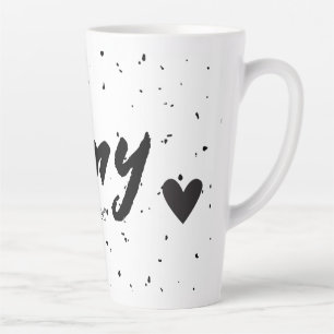Caneca De Café Latte Amy Name Significa Mulher Mã Mínima Preto Branco