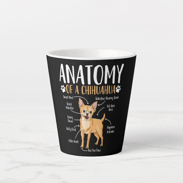 Caneca De Café Latte Anatomia dos cães Chihuahua (Frente)