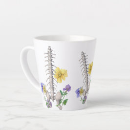 Caneca De Café Latte Anatomia Floral - Vértebras, Osso do Quadril