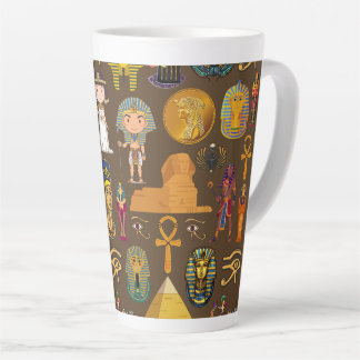 Caneca De Café Latte Ancient Egyptian Hieroglyphic -Pattern Symbol 