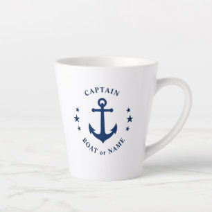 Caneca De Café Latte Ancoragem Náutica Estrelas Capitão Boat Nome 2 Lad