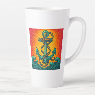 Caneca De Café Latte Ancoragem Pop Art Náutica