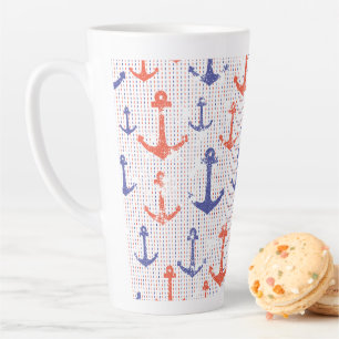 Caneca De Café Latte Âncoras Costeiras Americanas