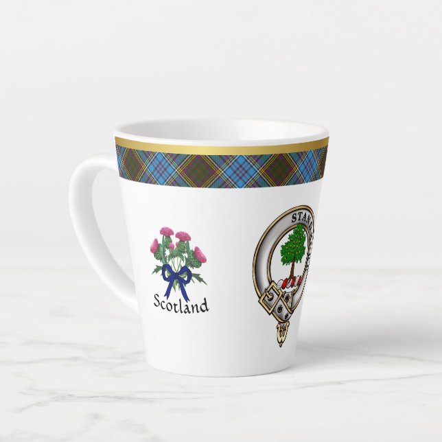 Caneca De Café Latte Anderson Clan Crachá & Tartan (Ângulo esquerdo)