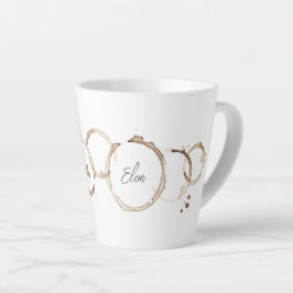 Caneca De Café Latte Anéis de CAFÉ NOME Brown White Artisan Divertido