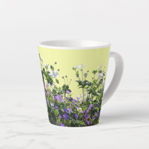 Caneca De Café Latte Anemone e Geranium Cust. Caneta Lateral Amarela