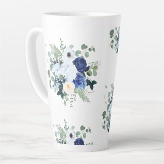 Caneca De Café Latte Anemone Hydrangea Rosa White background