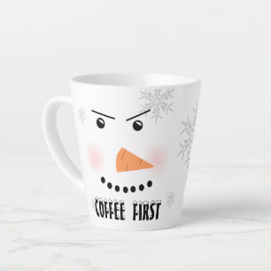 Caneca De Café Latte Angry Snowman "Café Primeiro"