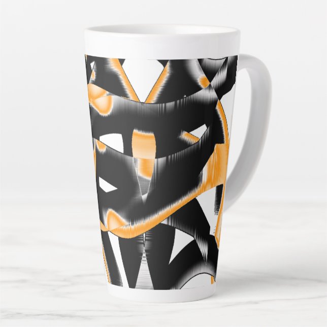 Caneca De Café Latte Ângulo estranho de fitas queimadas, arranhão branc (Ângulo direito)