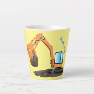 Caneca De Café Latte Animador de escavação laranja-branca