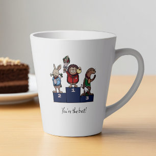 Caneca De Café Latte Animais da Floresta Você é o melhor! Arte do Pódio
