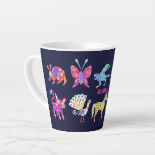 Caneca De Café Latte Animais Mexicanos Alebrije Arte Folclórica Persona