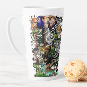 Caneca De Café Latte Animais Selvagens da savana africana