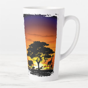 Caneca De Café Latte Animais Selvagens no Sunset da savana africana