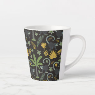 Caneca De Café Latte Animais tropicais, palmeira-macaco, padrão sem des