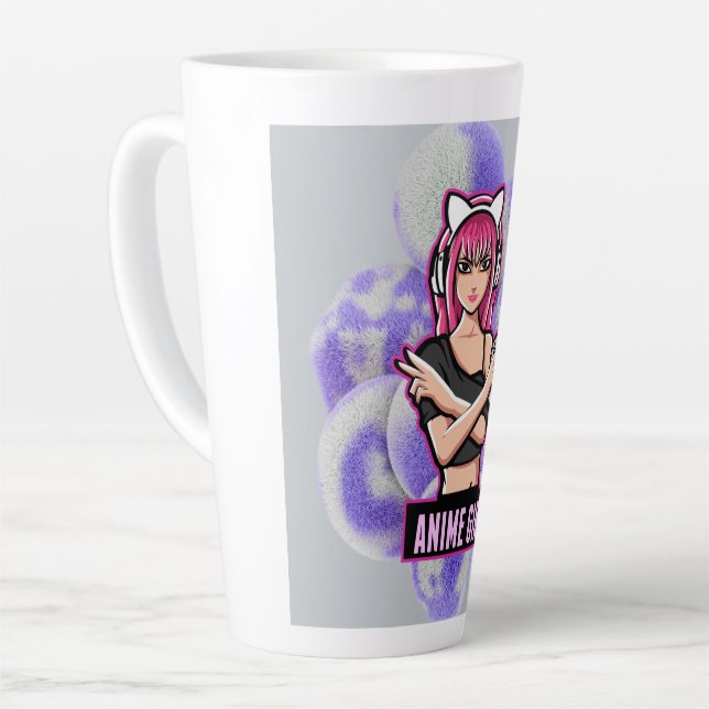 Caneca De Café Latte Anime Girl – Stylish Modern Character Design (Ângulo esquerdo)
