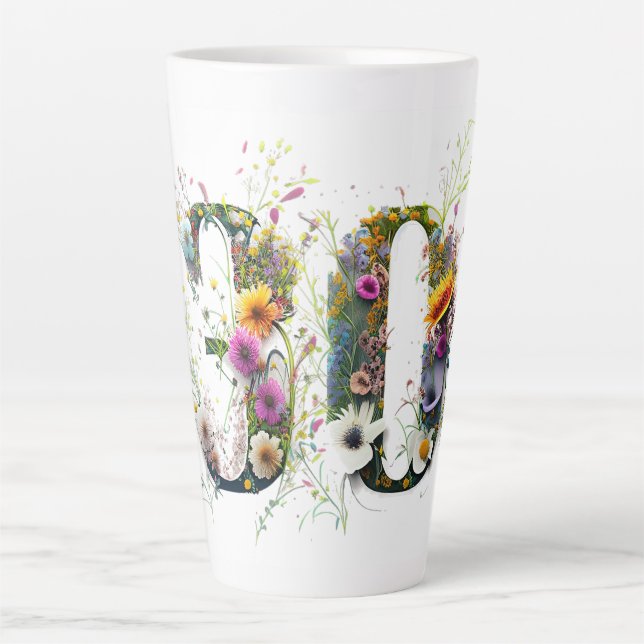 Caneca De Café Latte aniversário de 30 anos Spray de Flores Selvagens T (Frente)