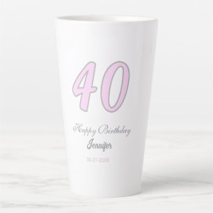 Caneca De Café Latte aniversário de 40 anos adicionar nome data ano ros