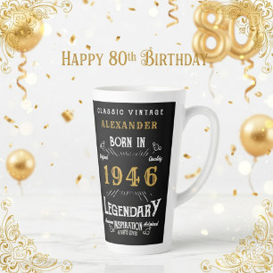 Caneca De Café Latte Aniversário de 80 anos 1946 Lendário Retro