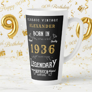 Caneca De Café Latte Aniversário de 90 anos 1936 Lenda Retro