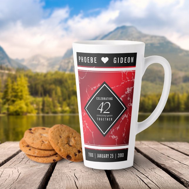 Caneca De Café Latte Aniversário de Casamento do Elegante 42º Jasper (42nd Jasper Wedding Anniversary Latte Mug Cover Photo.)