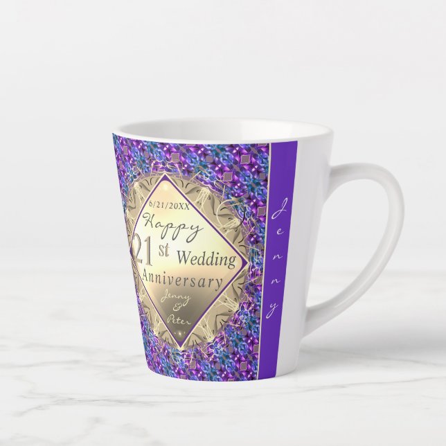 Caneca De Café Latte Aniversário de latas de 21 ruas com lata de Iolite (Direita)