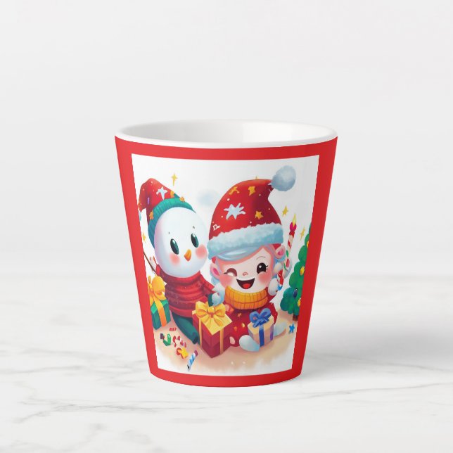 Caneca De Café Latte Aniversário de Natal 5 (Frente)