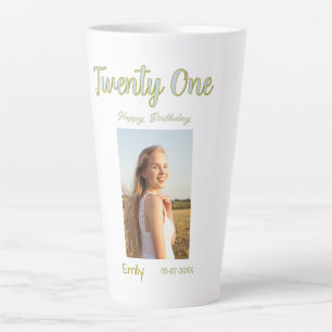 Caneca De Café Latte aniversário de vinte e um anos foto ombre verde me