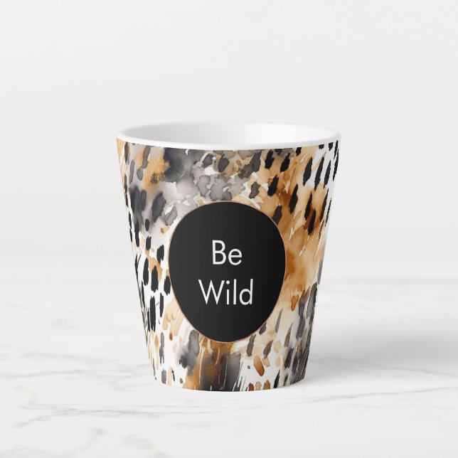 Caneca De Café Latte Aniversário do Animal Leopardo Negro Branco (Frente)