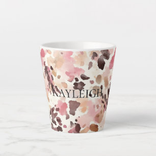 Caneca De Café Latte Aniversário do Leopardo Castanho-Rosa