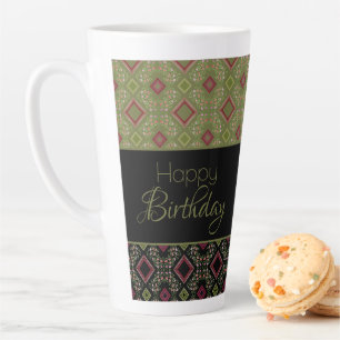 Caneca De Café Latte Aniversário feliz do Designer Latte Mug