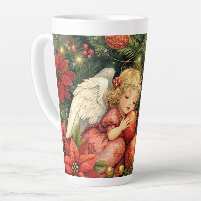 Caneca De Café Latte Anjo de Natal (Ângulo esquerdo)