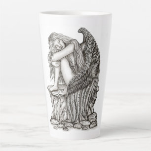 Caneca De Café Latte Anjo dormindo na pedra