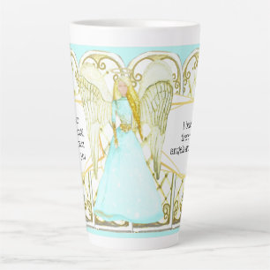 Caneca De Café Latte Anjo e janelas do guardião  Poemas de declaraçã