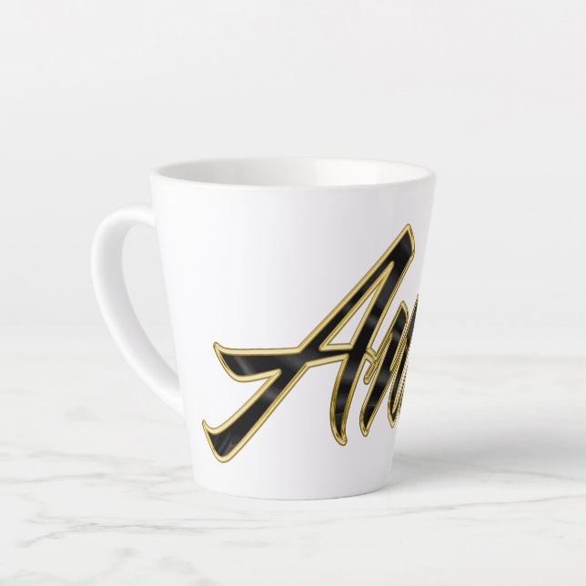 Caneca De Café Latte Anke black gold Lettering Latte Tasse (Ângulo esquerdo)