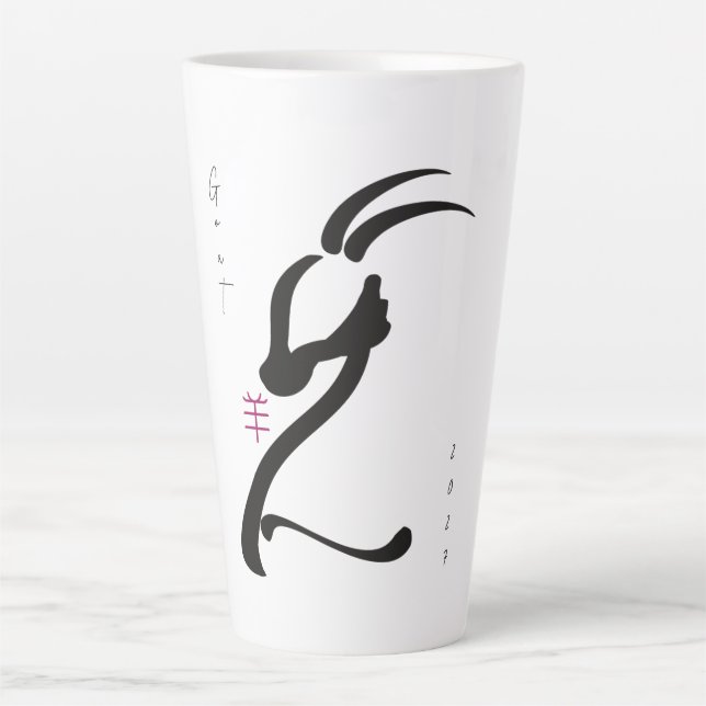 Caneca De Café Latte Ano do Bode 2027 (Frente)