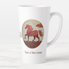 Caneca De Café Latte Ano do Cavalo 2026 – Arte do Ano Novo Lunar