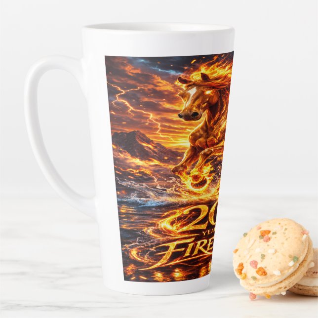 Caneca De Café Latte Ano do Cavalo de Fogo 2026 (In Situ)