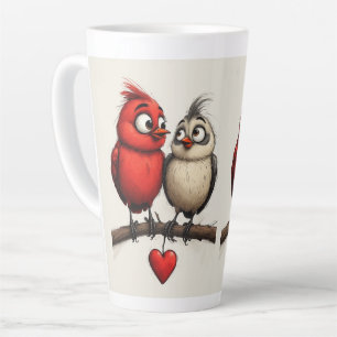 Caneca De Café Latte Ano Novo, Amor, Pássaros