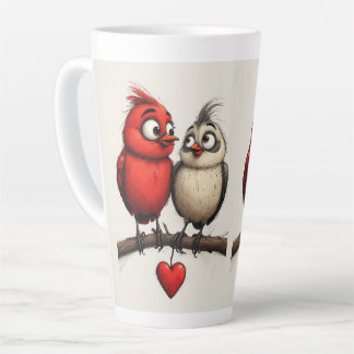 Caneca De Café Latte Ano Novo, Amor, Pássaros