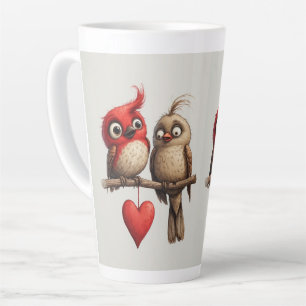 Caneca De Café Latte Ano Novo, Amor, Pássaros