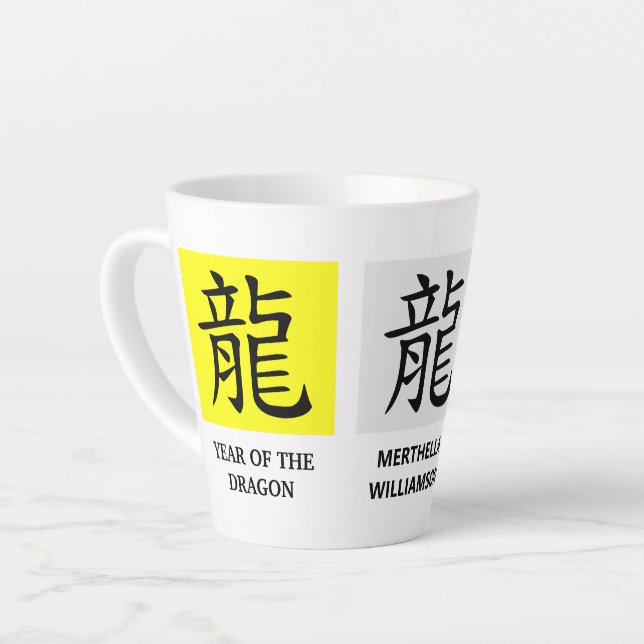 Caneca De Café Latte Ano Novo Chinês Personalizado do DRAGÃO (Ângulo esquerdo)