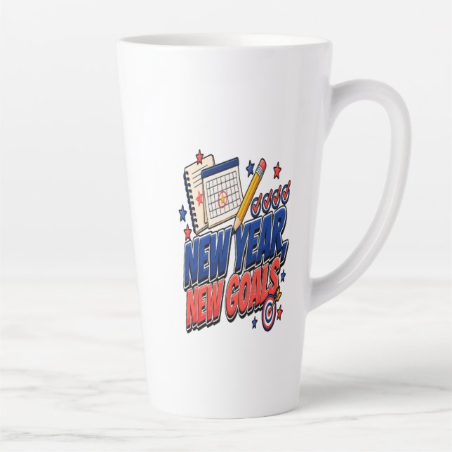Caneca De Café Latte Ano Novo, Novos Objetivos (Direita)